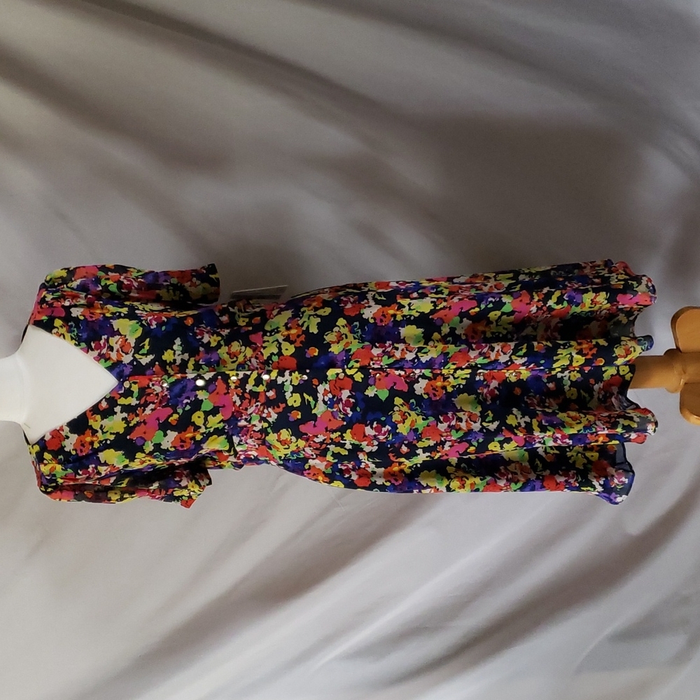 NEW Julia Jordan Floral Puff Sleeve Button Front Midi Dress